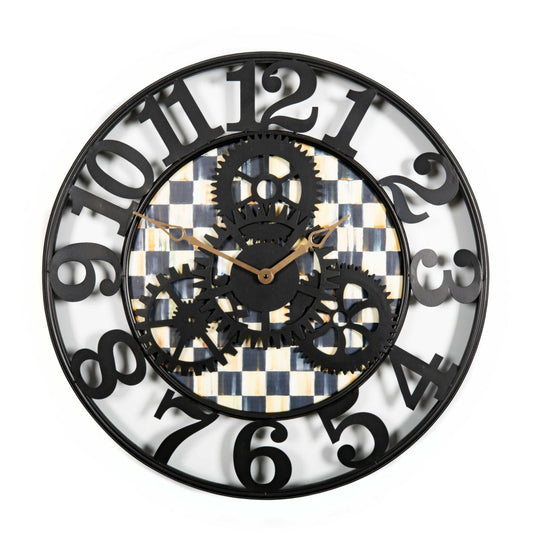Courtly Check Large Farmhouse Wall Clock MacKenzie - Childs - |VESIMI Design| Luxury Bathrooms and Home Decor