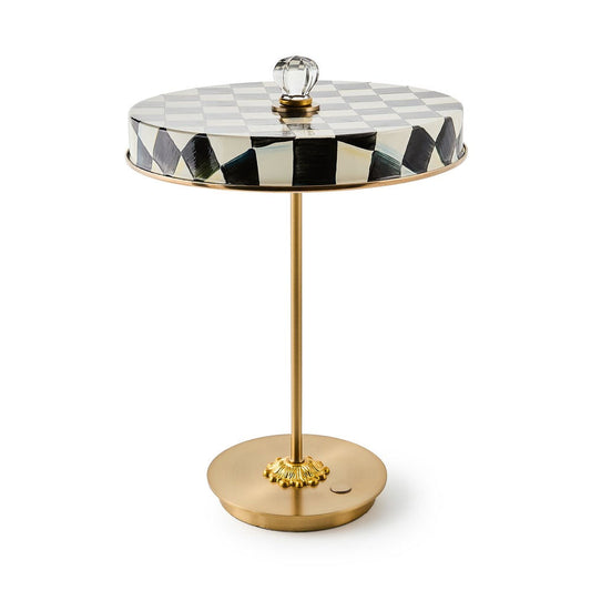 Courtly Check LED Rechargeable Disk Table Lamp Mackenzie-Childs
