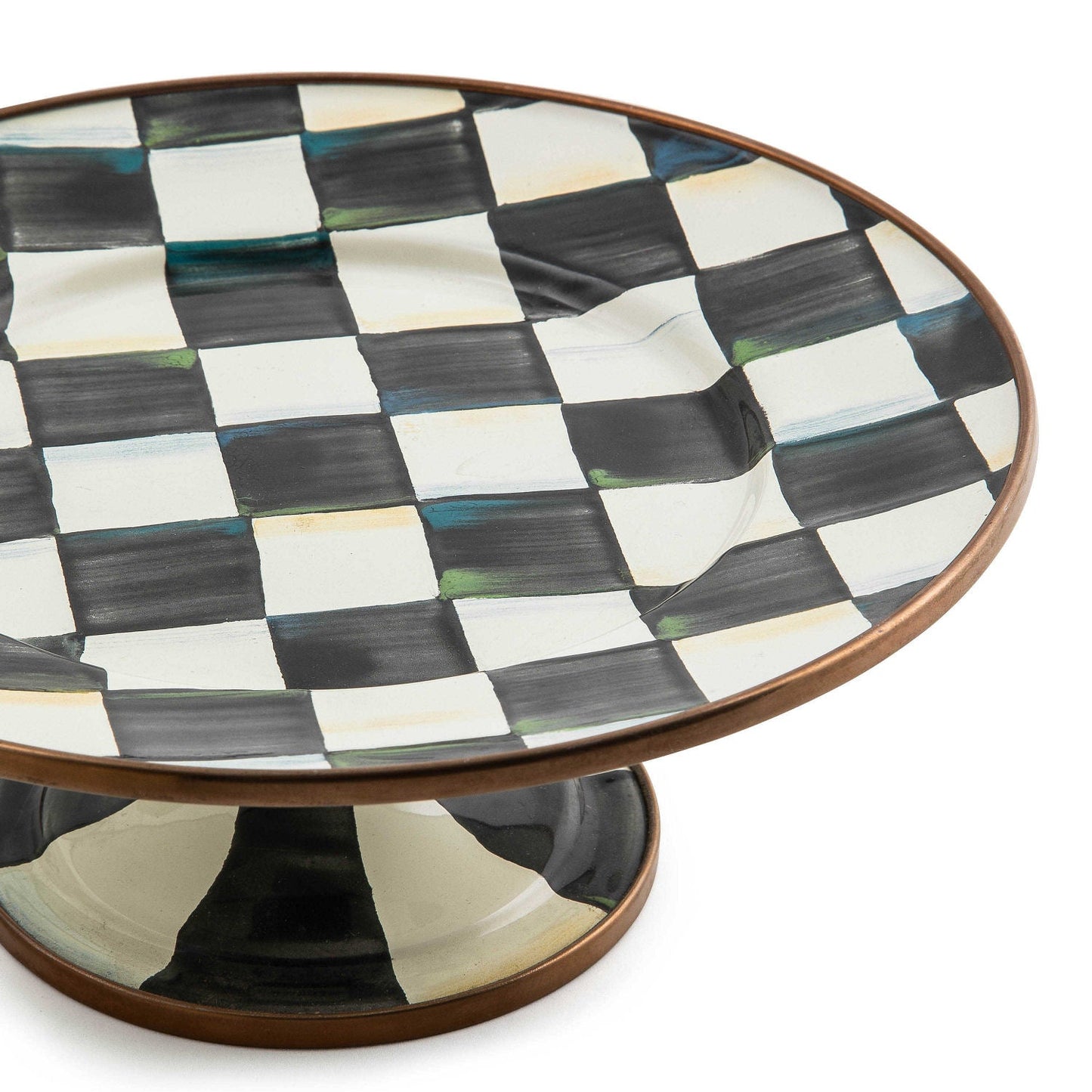 Courtly Check Mini Pedestal Platter by Mackenzie - Childs - |VESIMI Design| Luxury Bathrooms and Home Decor