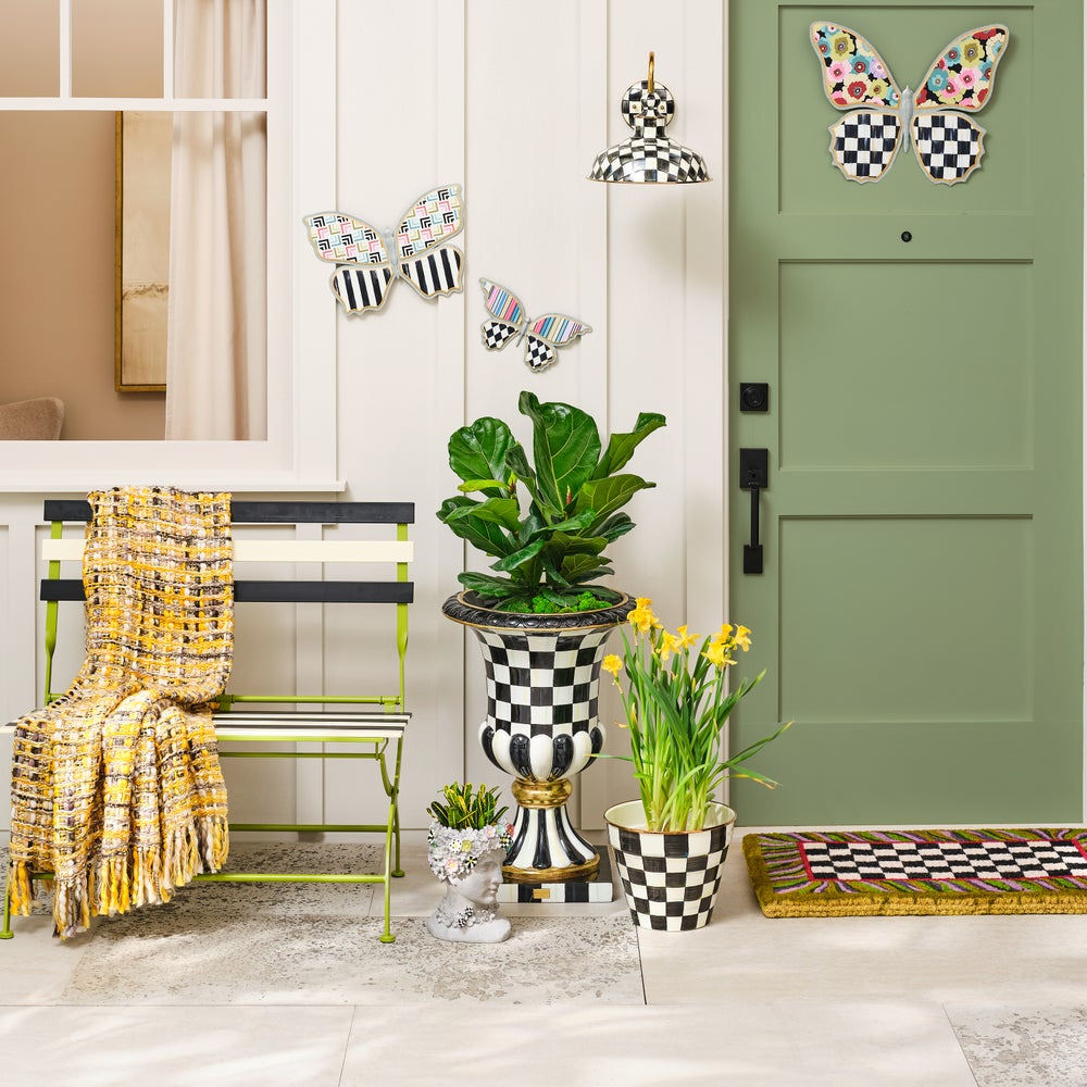 Courtly Check Pedestal Urn by MacKenzie-Childs