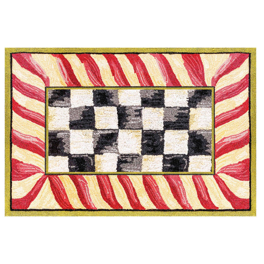 Courtly Check Red & Gold 61 x 91cm Washable Rug - |VESIMI Design|