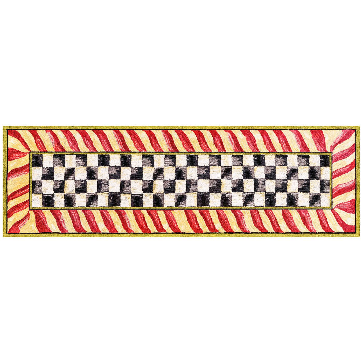 Courtly Check Red & Gold 76.2 x 243.84cm Washable Runner Rug - |VESIMI Design|
