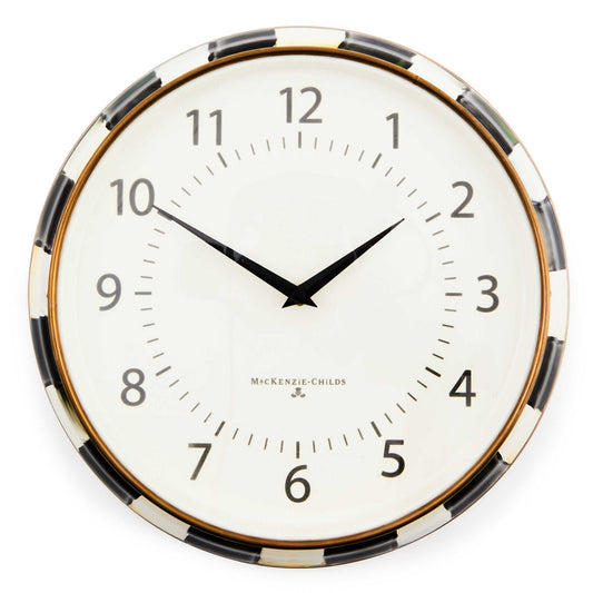 Courtly Check School Wall Clock MacKenzie - Childs - |VESIMI Design| Luxury Bathrooms and Home Decor