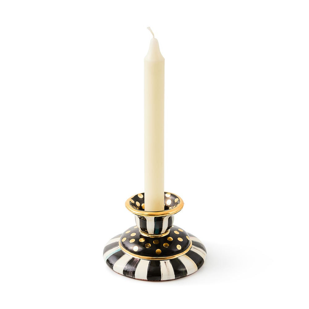 Courtly Check Small Ceramic Candlestick, handmade in Aurora