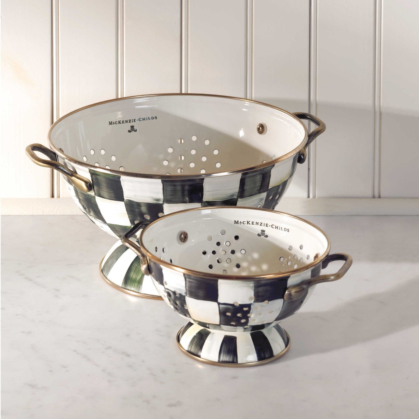 Courtly Check Small Colander by MacKenzie - Childs - |VESIMI Design| Luxury Bathrooms and Home Decor