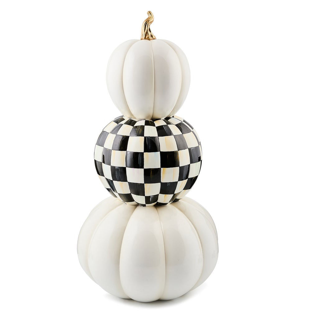 Courtly Check Stacked Illuminated Pumpkins by MacKenzie-Childs