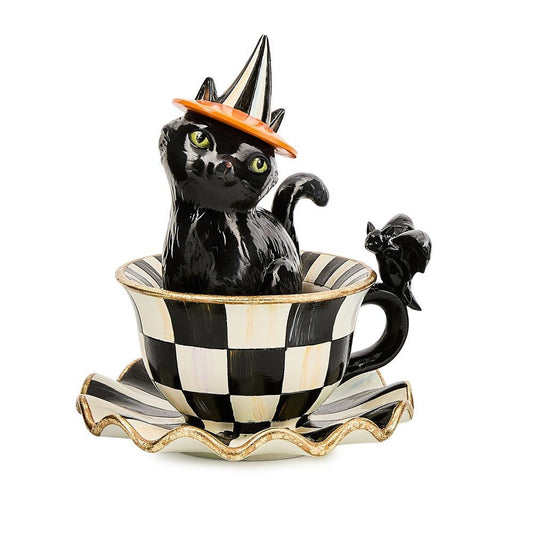 Courtly Check Teacup Cat Decor by MacKenzie - Childs - |VESIMI Design|