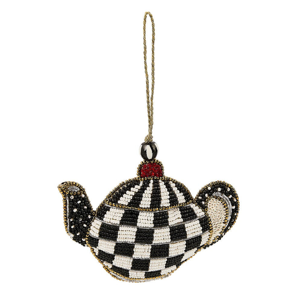 Courtly Check Teapot Beaded Ornament by MacKenzie-Childs