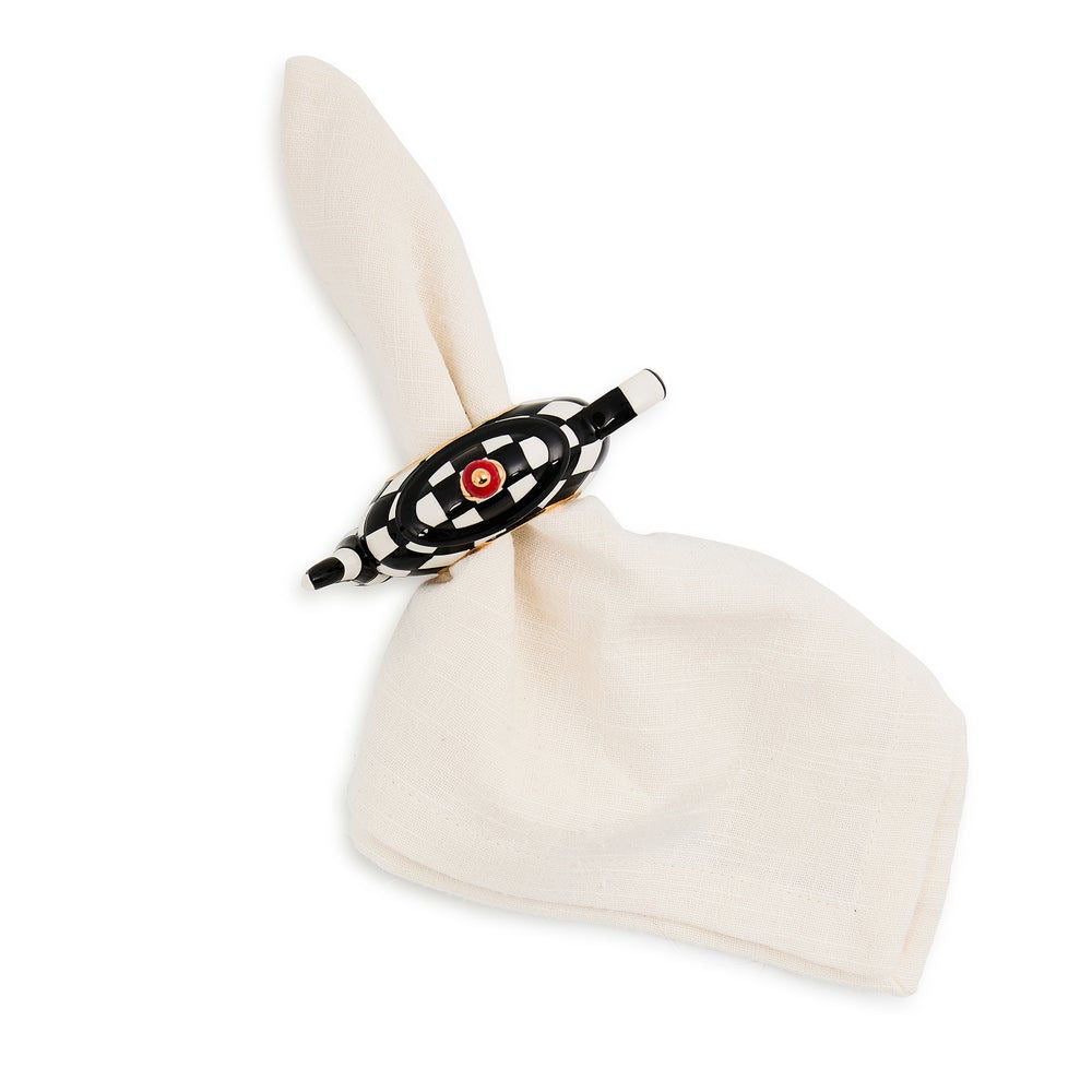 Courtly Check Teapot Napkin Rings, Set of 4 Mackenzie-Childs