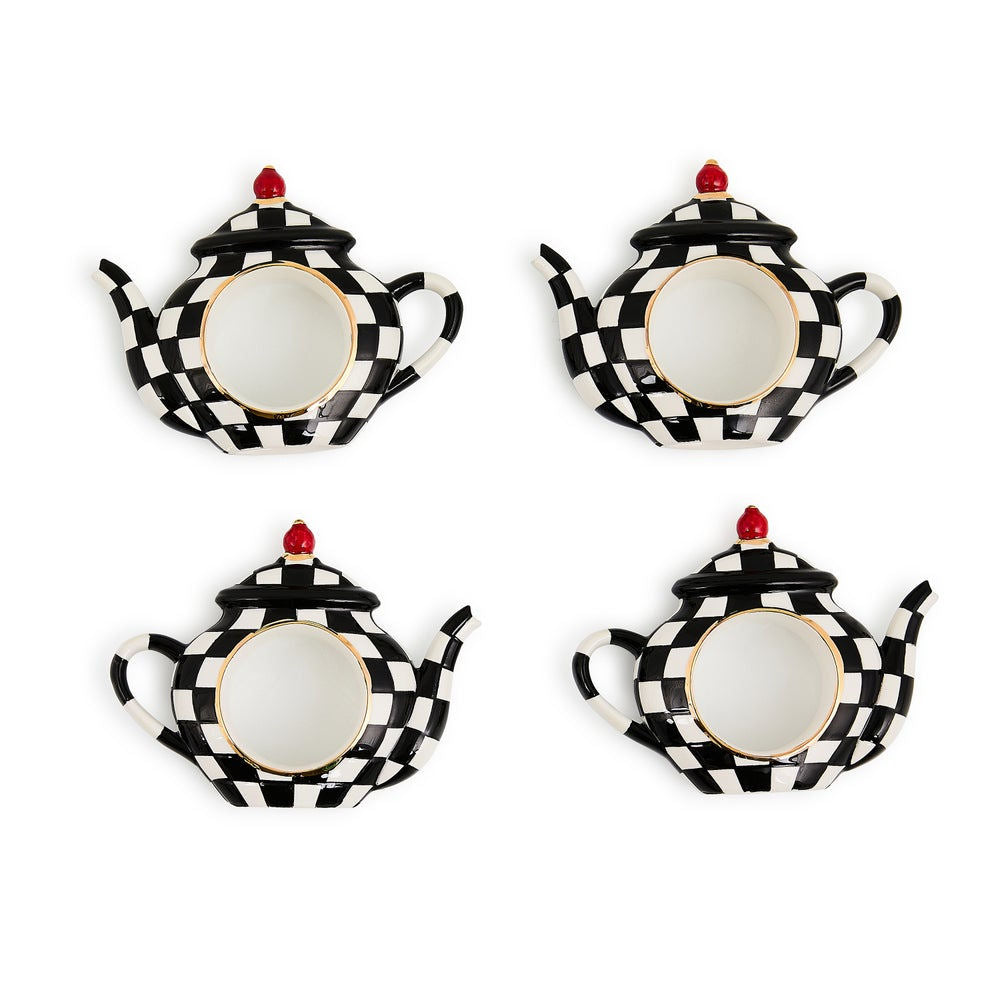 Courtly Check Teapot Napkin Rings, Set of 4 Mackenzie-Childs