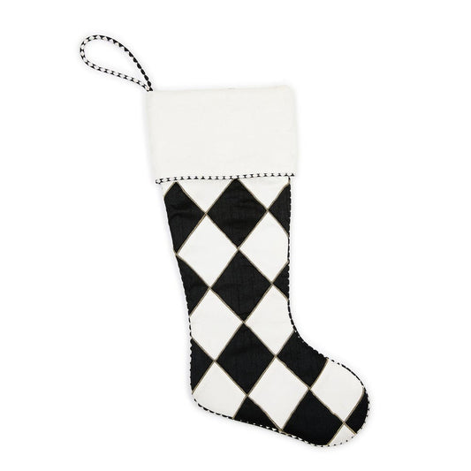 Courtly Noel Cream Harlequin Stocking MacKenzie-Childs