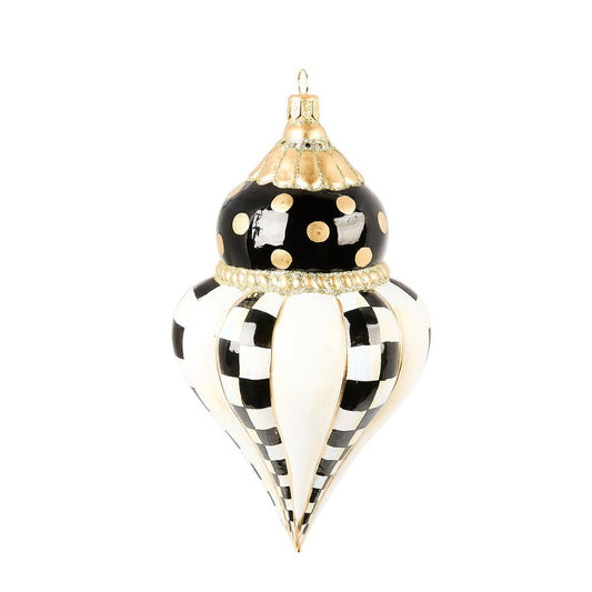 Courtly Noel Fluted Drop Glass Ornament