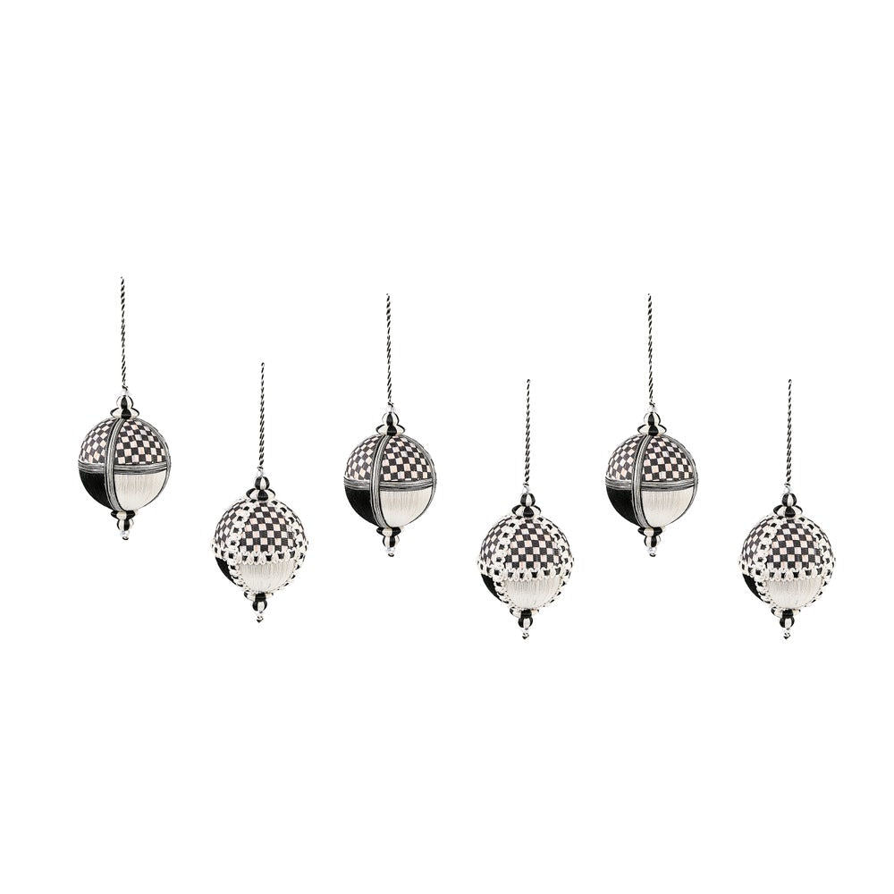 Courtly Patchwork Fabric Ball Ornaments, Set of 6