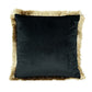 Cushion with Fringes Peacock Green Gold - |VESIMI Design| Luxury Bathrooms and Home Decor