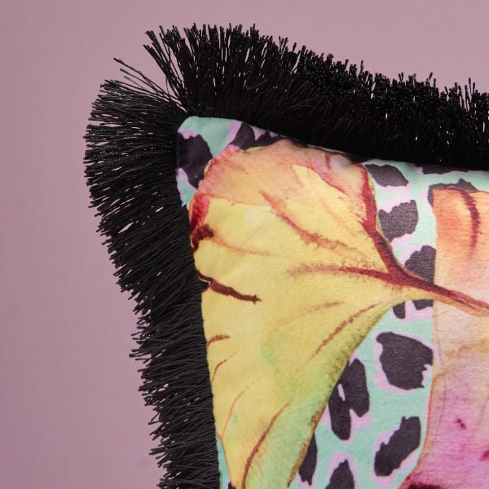 Design Cushion with Fringes Ginkgo - |VESIMI Design|