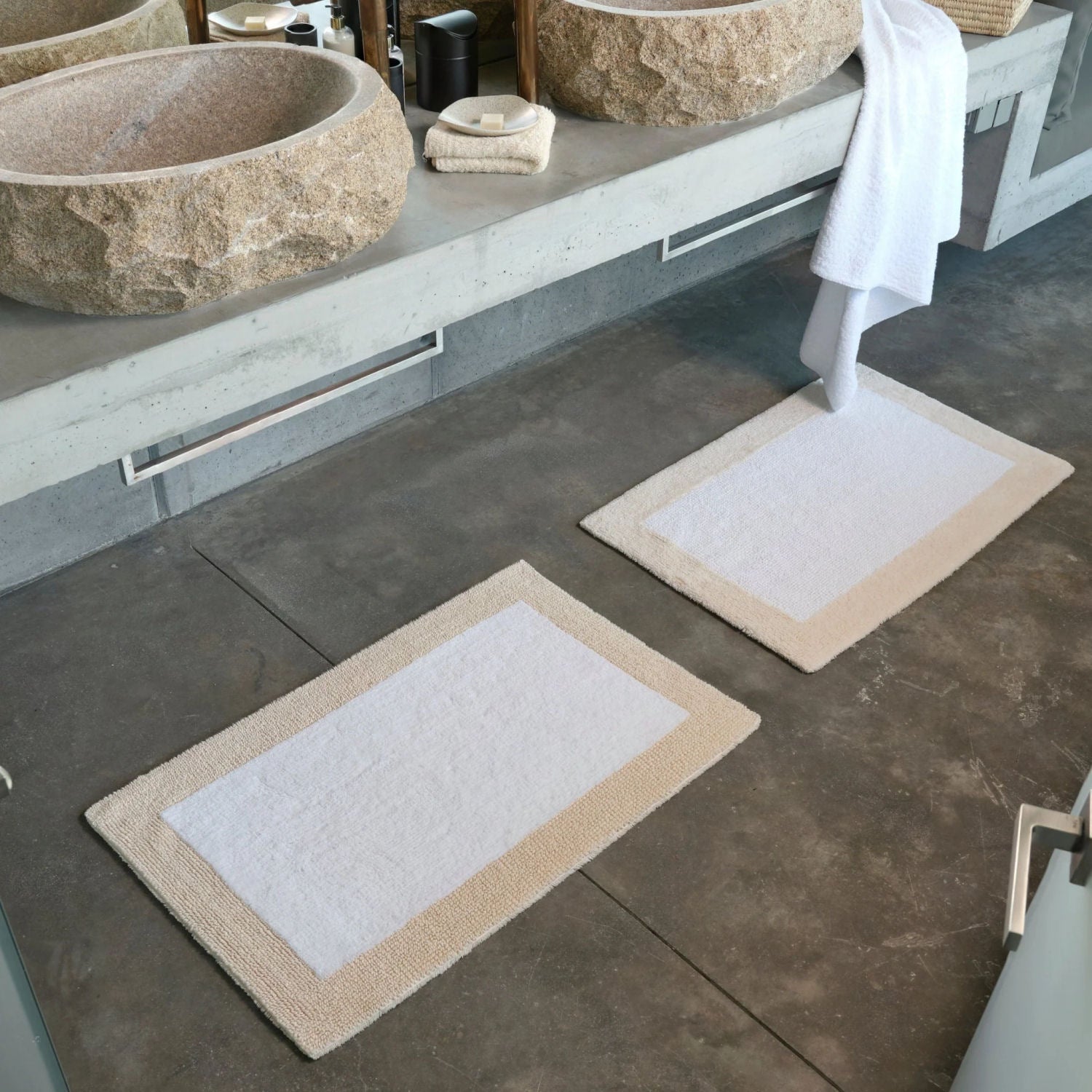 Egyptian Cotton Ecru Bath Rug ORIGINE by Abyss & Habidecor - |VESIMI Design| Luxury Bathrooms and Home Decor