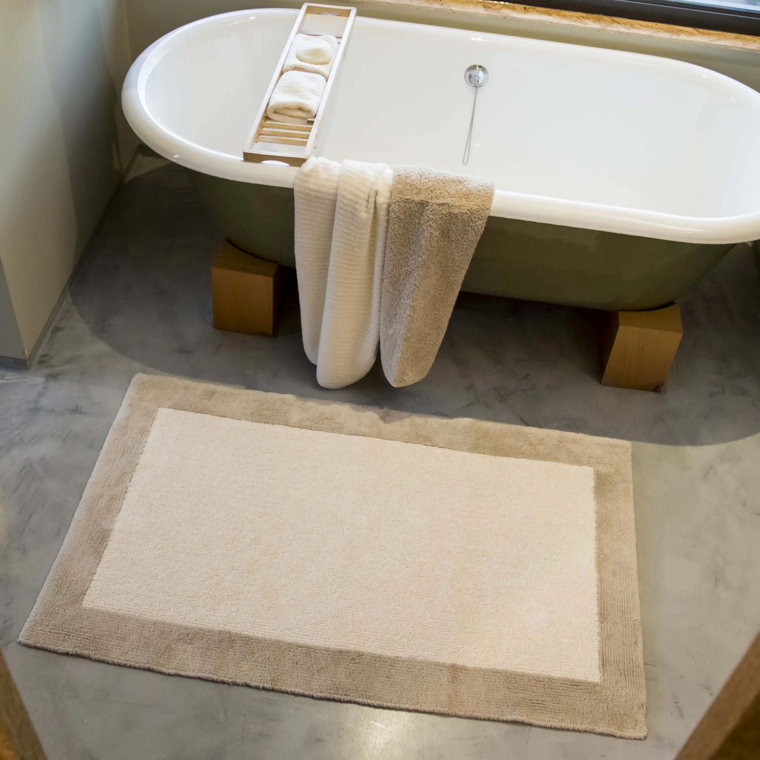 Egyptian Cotton Linen Beige Bath Rug ORIGINE by Abyss & Habidecor - |VESIMI Design| Luxury Bathrooms and Home Decor