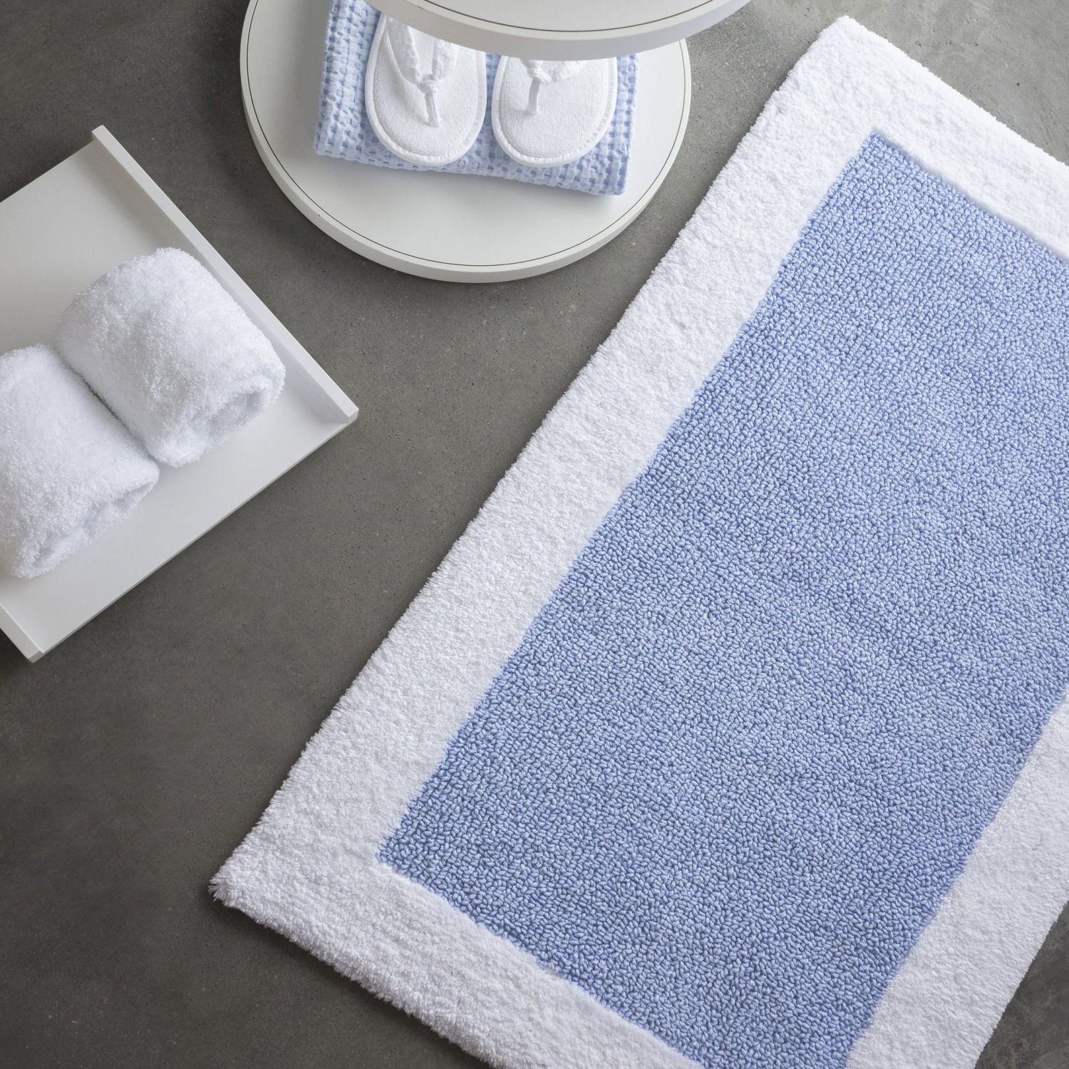 Egyptian Cotton Powder Blue Bath Rug ORIGINE by Abyss & Habidecor - |VESIMI Design| Luxury Bathrooms and Home Decor