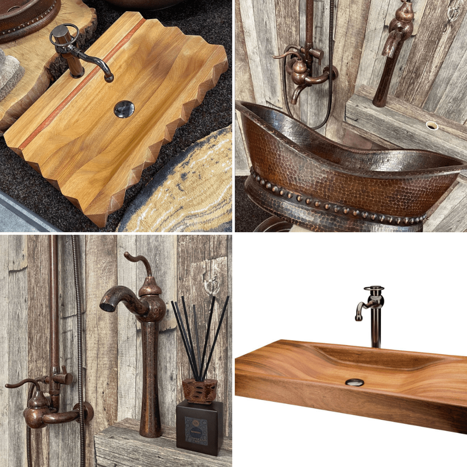 Elegant Handmade Design Bathroom Iroko Wooden Sink - |VESIMI Design|
