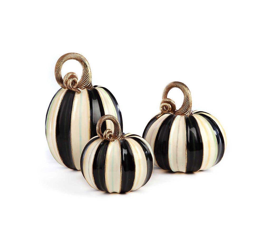 Elegant Stripe Pumpkins - Set of 3 - MacKenzie - Childs Halloween decoration - |VESIMI Design| Luxury Bathrooms and Home Decor