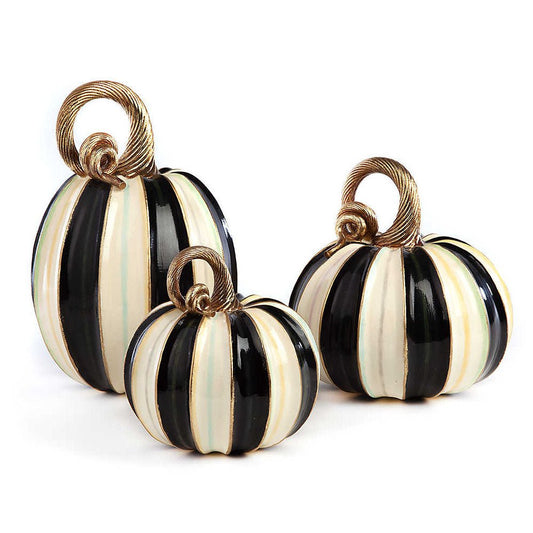 Elegant Stripe Pumpkins - Set of 3 - MacKenzie - Childs Halloween decoration - |VESIMI Design| Luxury Bathrooms and Home Decor