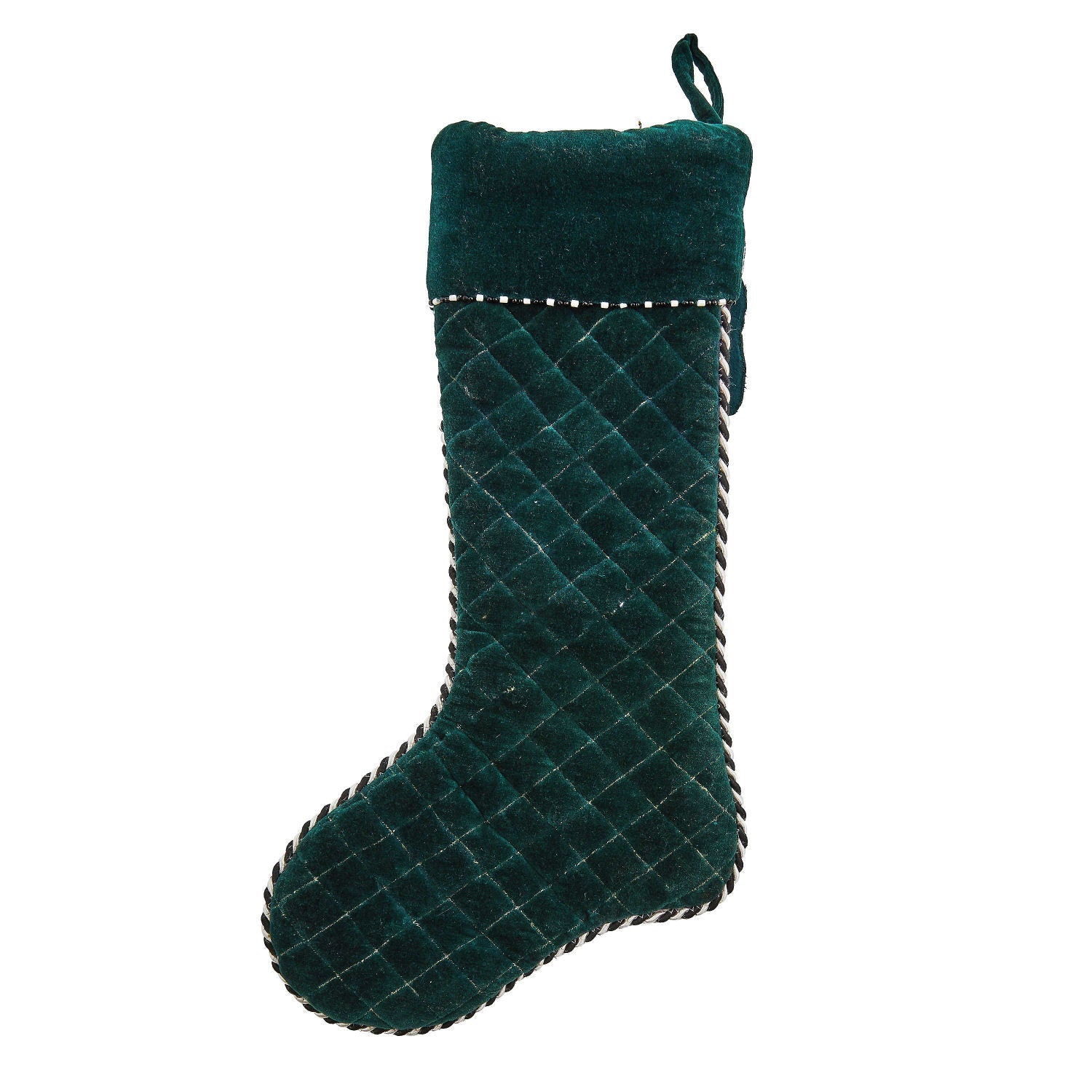 Emerald Beaded Deer Holiday Stocking by MacKenzie - Childs - |VESIMI Design| Luxury Bathrooms and Home Decor