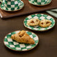 Emerald Check Appetizer Plates, Set of 4