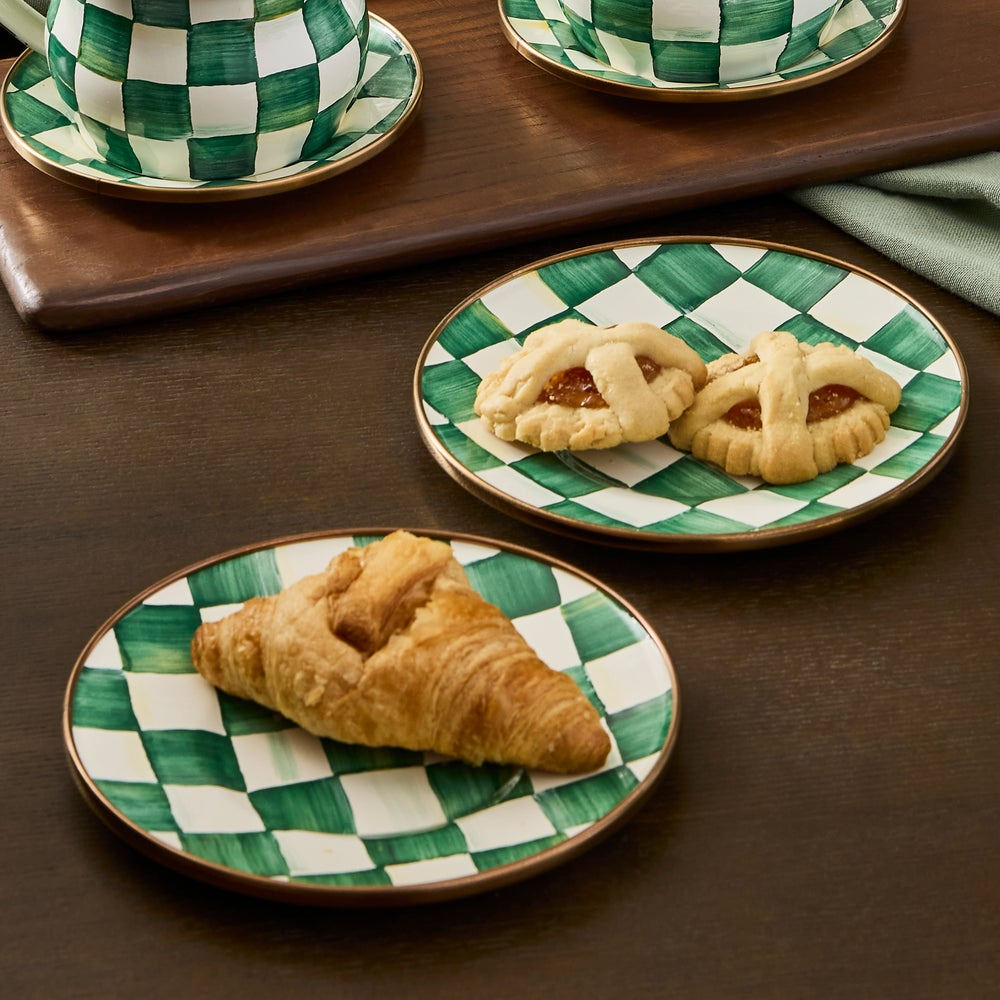 Emerald Check Appetizer Plates, Set of 4