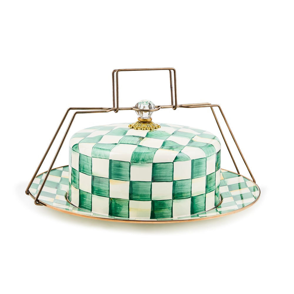 Emerald Check Cake Carrier MacKenzie-Childs