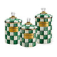 Emerald Check Enamel Canisters - Set of 3