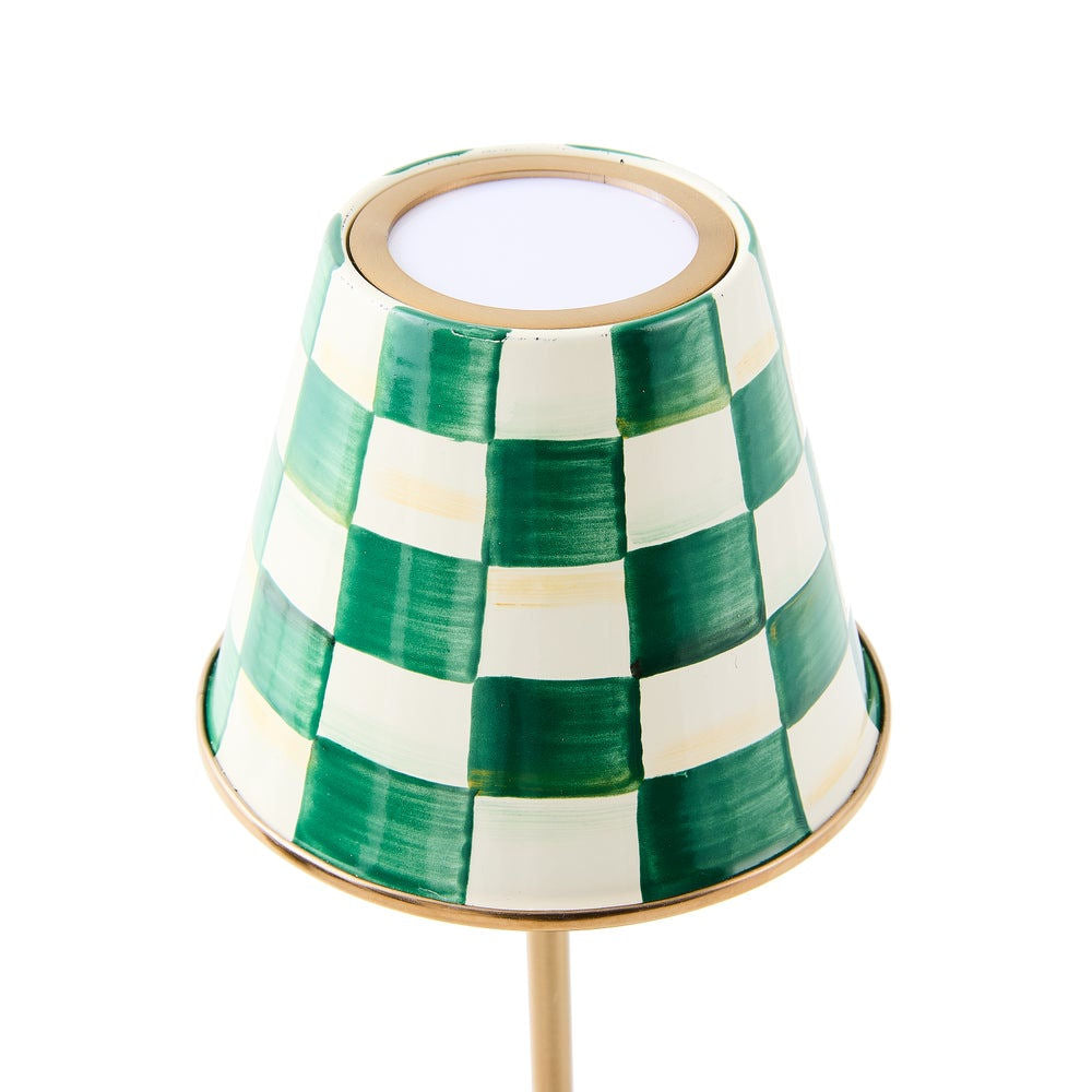 Emerald Check LED Rechargeable Cafe Table Lamp Mackenzie-Childs