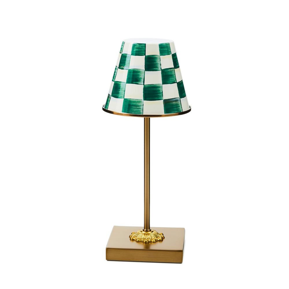 Emerald Check LED Rechargeable Cafe Table Lamp Mackenzie-Childs