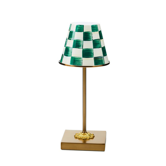 Emerald Check LED Rechargeable Cafe Table Lamp Mackenzie-Childs