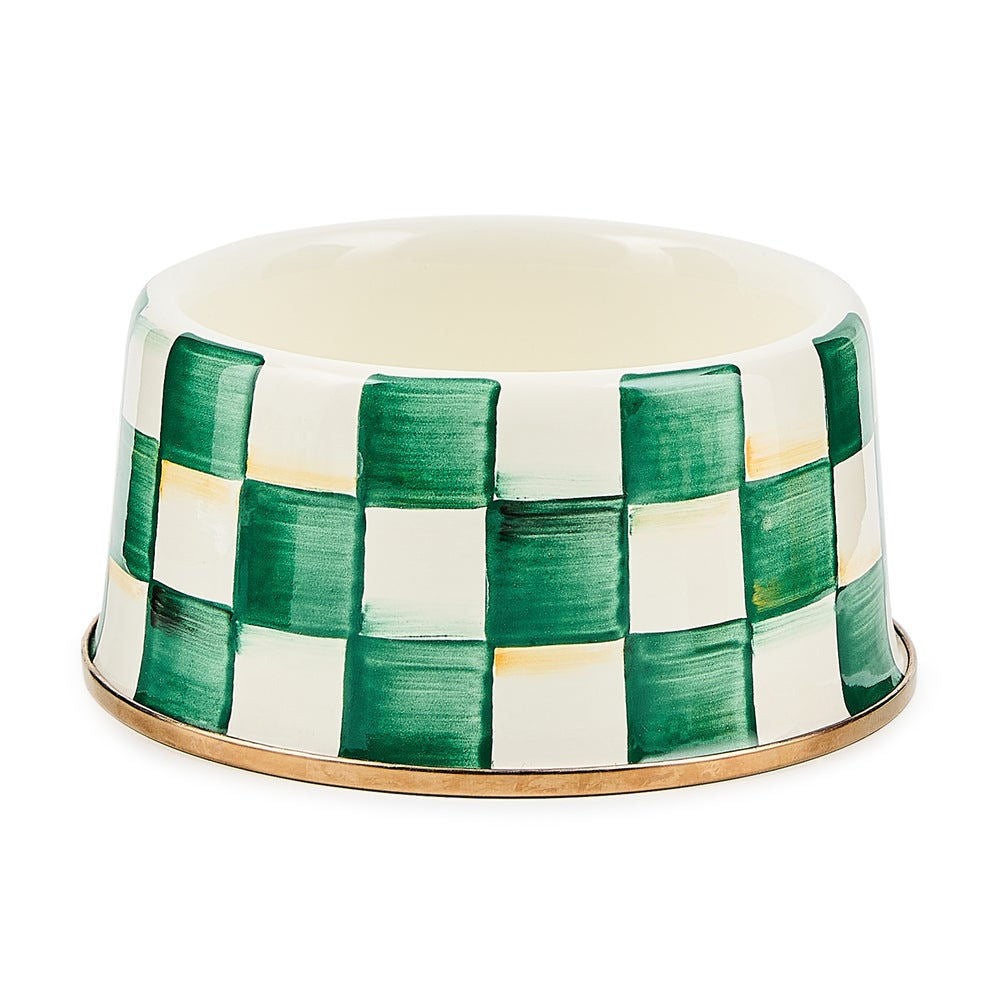 MacKenzie-Childs Emerald Check Medium Pet Dish