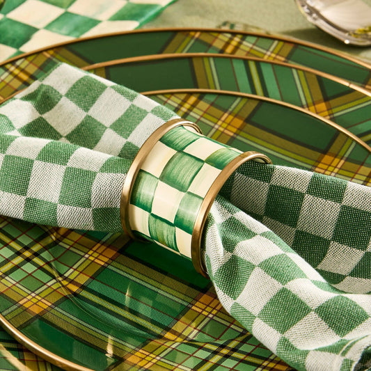 Emerald Check Napkin Rings, Set of 4 by MacKenzie-Childs