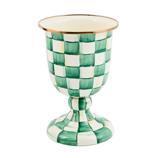 Emerald Check Pedestal Vase by MacKenzie-Childs