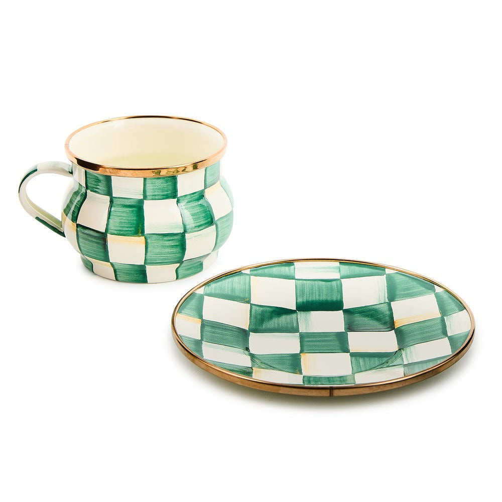 Emerald Check Saucer by MacKenzie-Childs