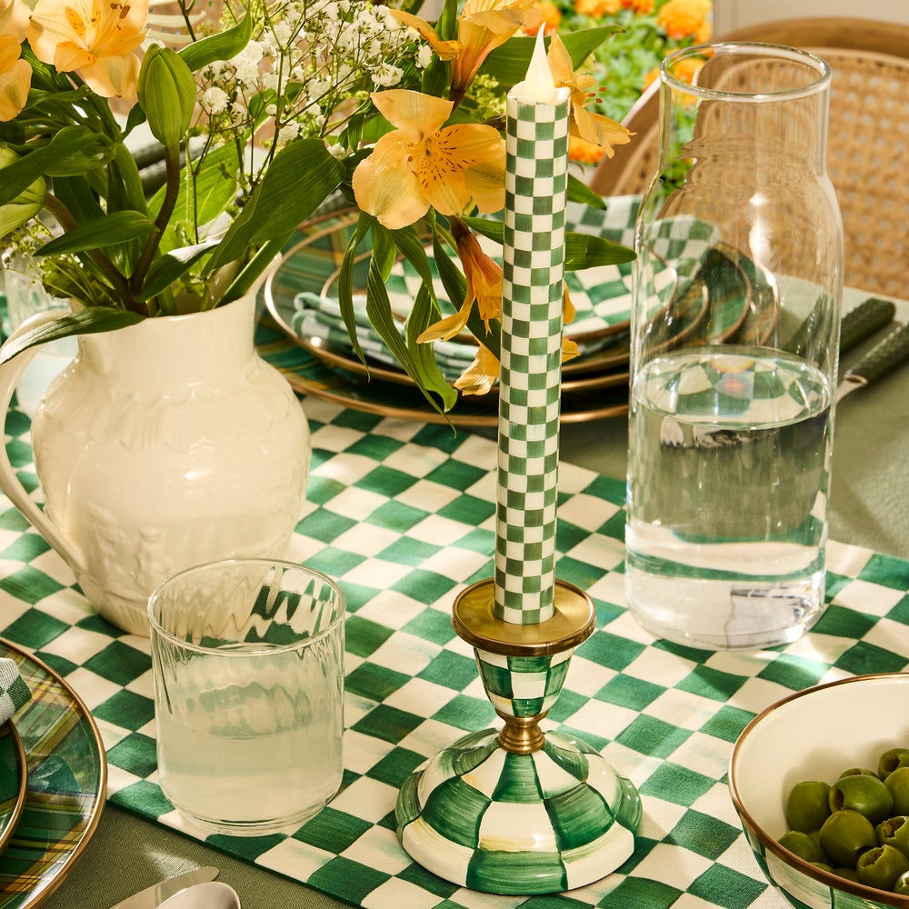 Emerald Check Short Candlestick by MacKenzie-Childs