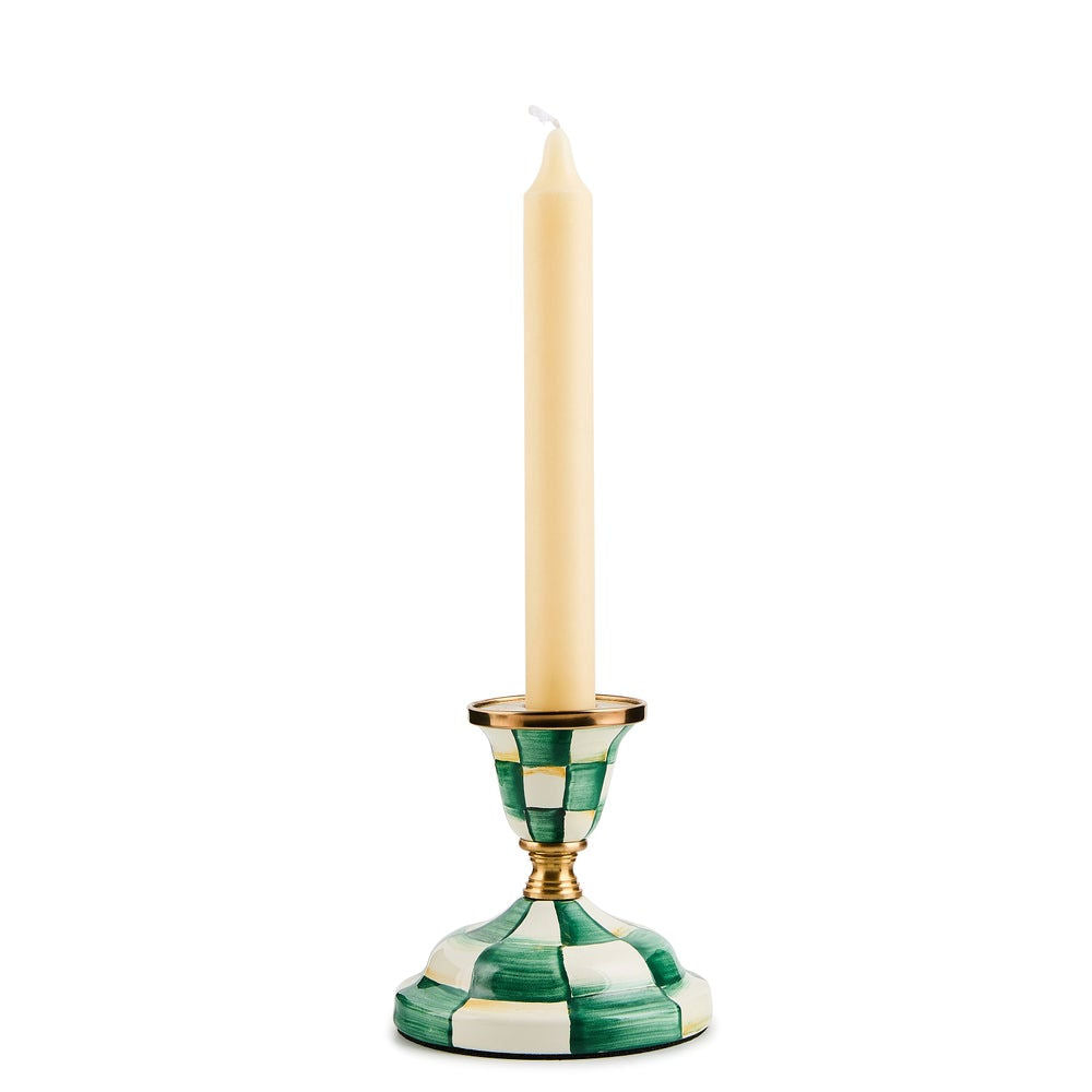 Emerald Check Short Candlestick by MacKenzie-Childs