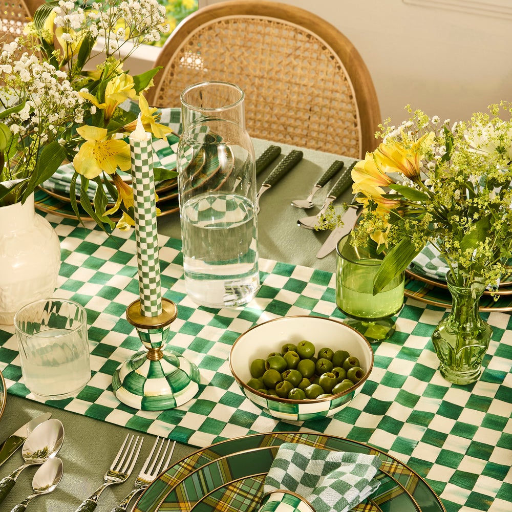 Emerald Check Short Candlestick by MacKenzie-Childs