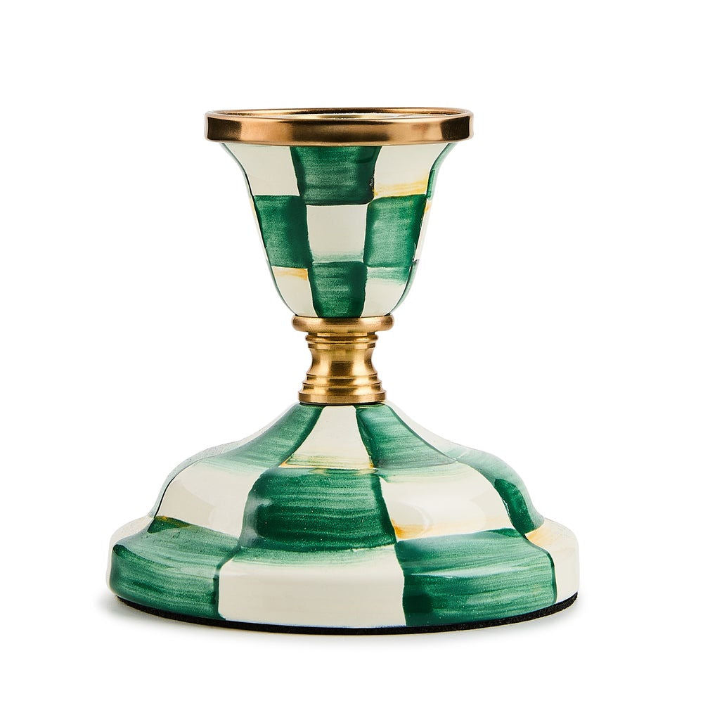 Emerald Check Short Candlestick by MacKenzie-Childs