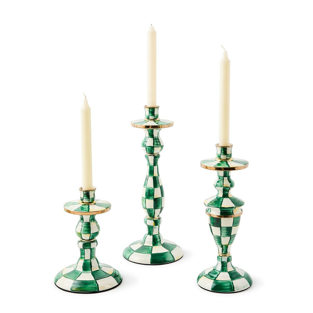 Emerald Check Small Candlestick by MacKenzie-Childs