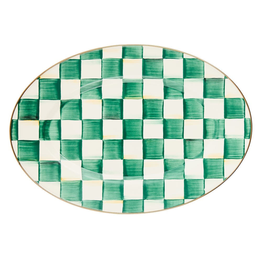 Emerald Check Small Oval Platter