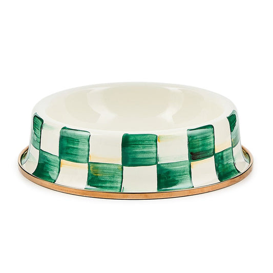 Emerald Check Small Pet Dish by Mackenzie-Childs