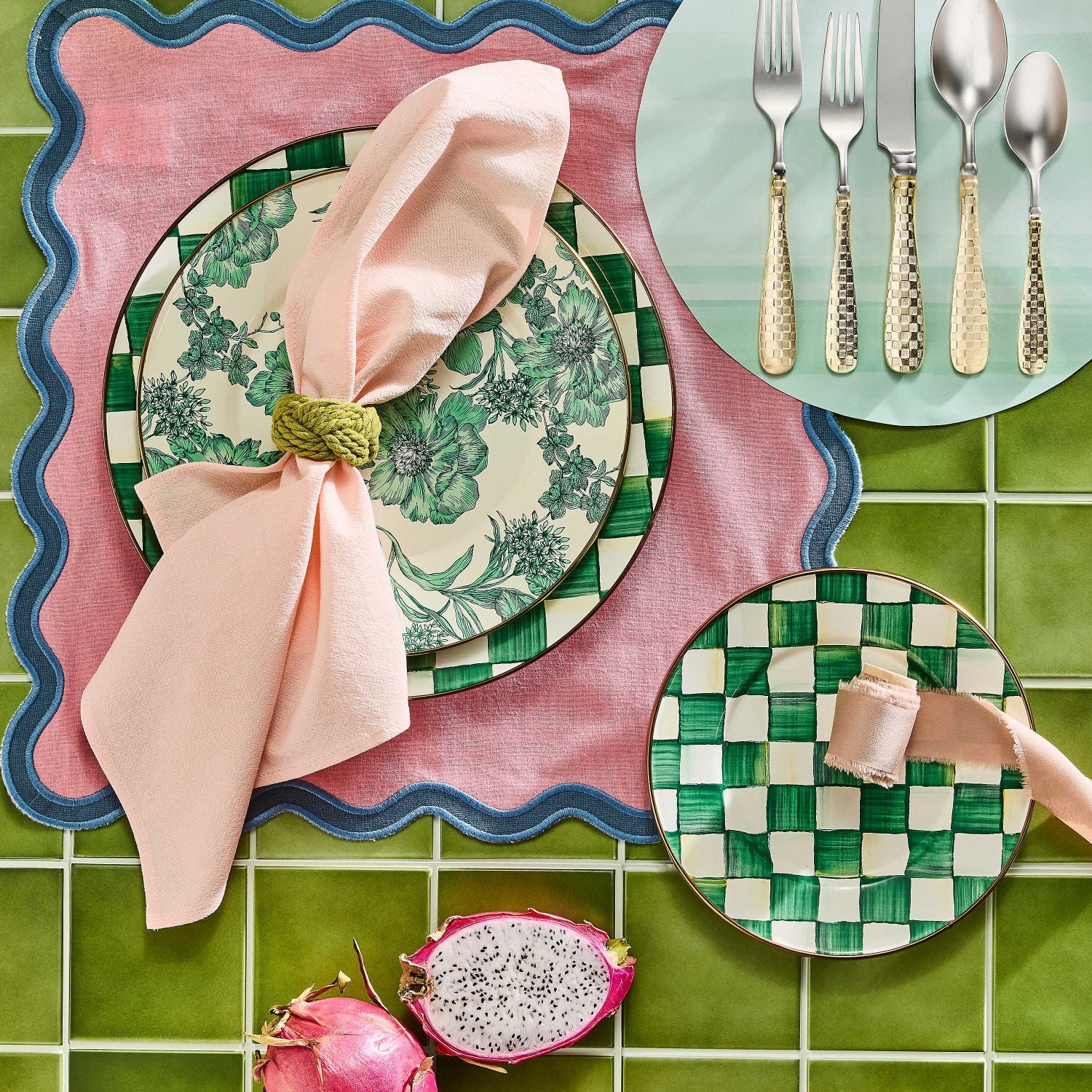 Emerald English Garden Enamel Charger/Plate - |VESIMI Design|