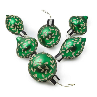 Emerald Luxe Assorted Glass Ornaments, Set of 6 - |VESIMI Design| Luxury Bathrooms and Home Decor