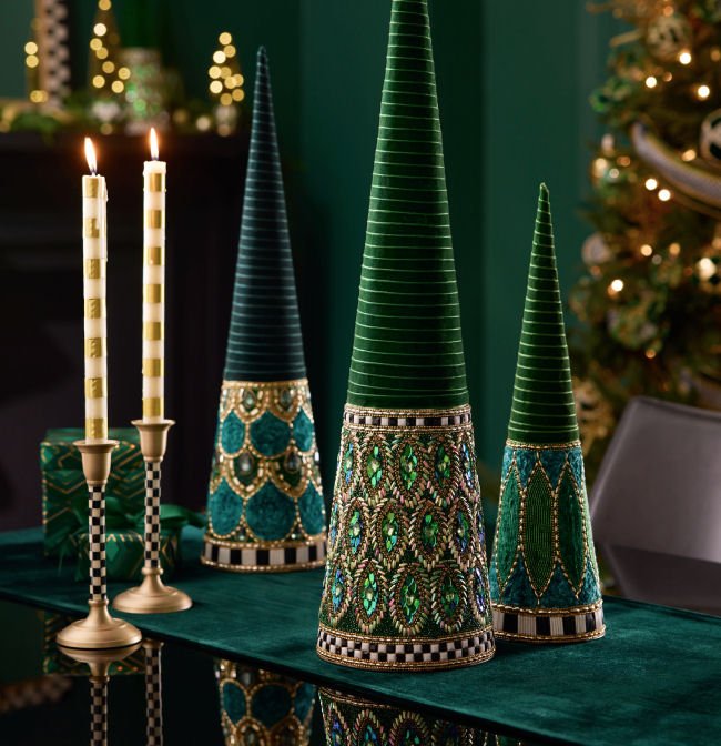 Emerald Luxe Large Beaded Cone Tree - |VESIMI Design| Luxury Bathrooms and Home Decor