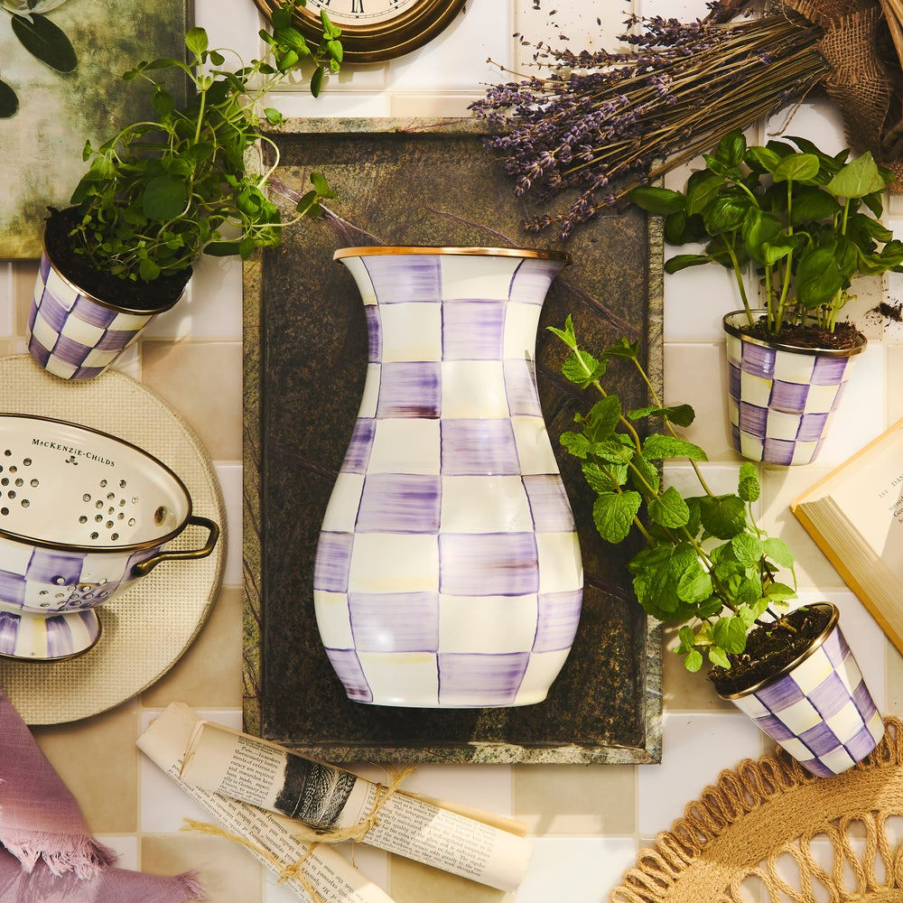 Violet Check Tall Vase by MacKenzie-Childs