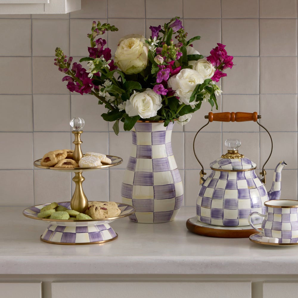 Violet Check Tall Vase by MacKenzie-Childs