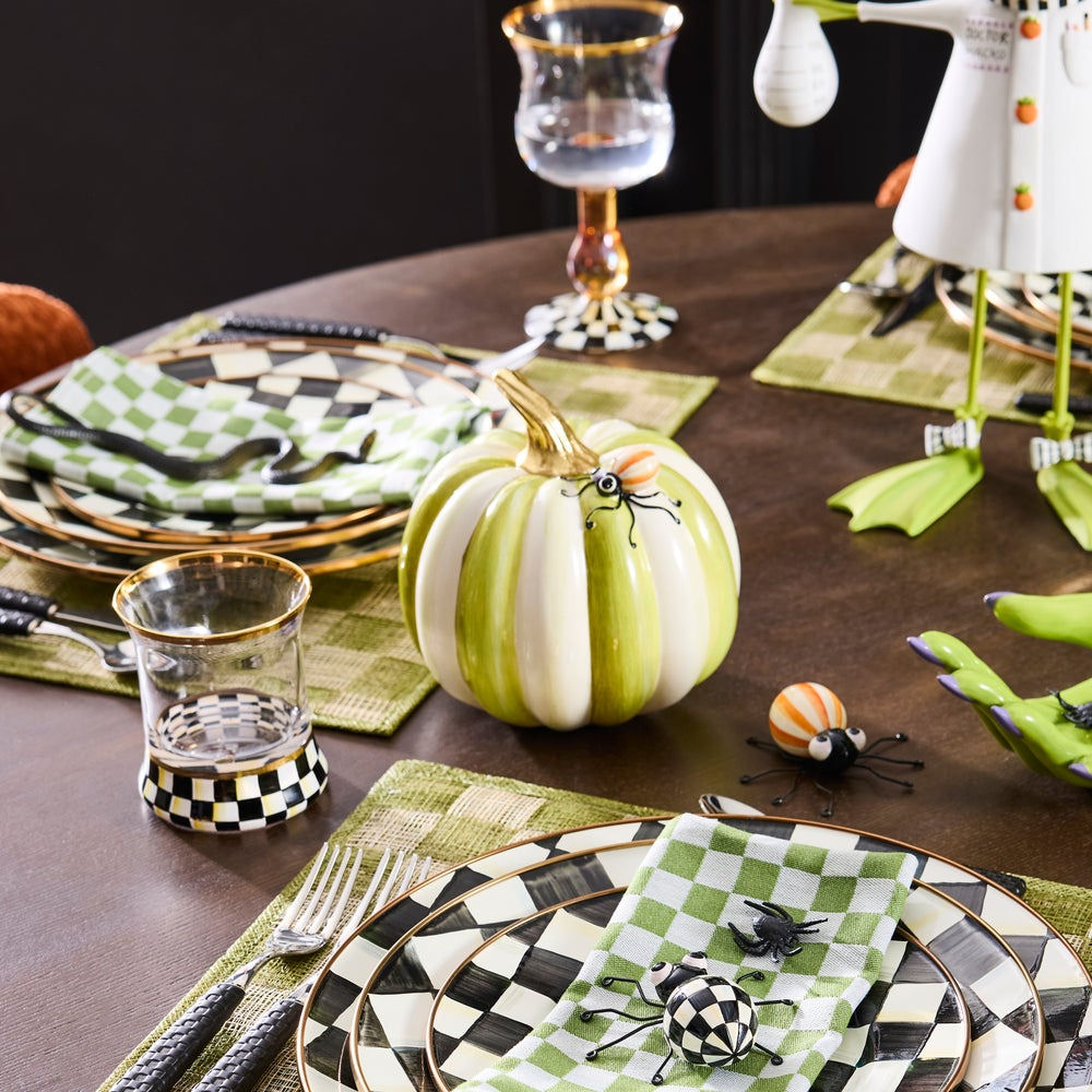 Fergal's Friend Spider on Small Moss Stripe Pumpkin